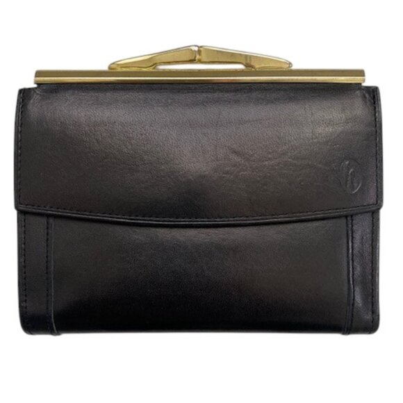 VINTAGE Hartmann Black Leather Kisslock Wallet Coin Purse - Picture 1 of 15